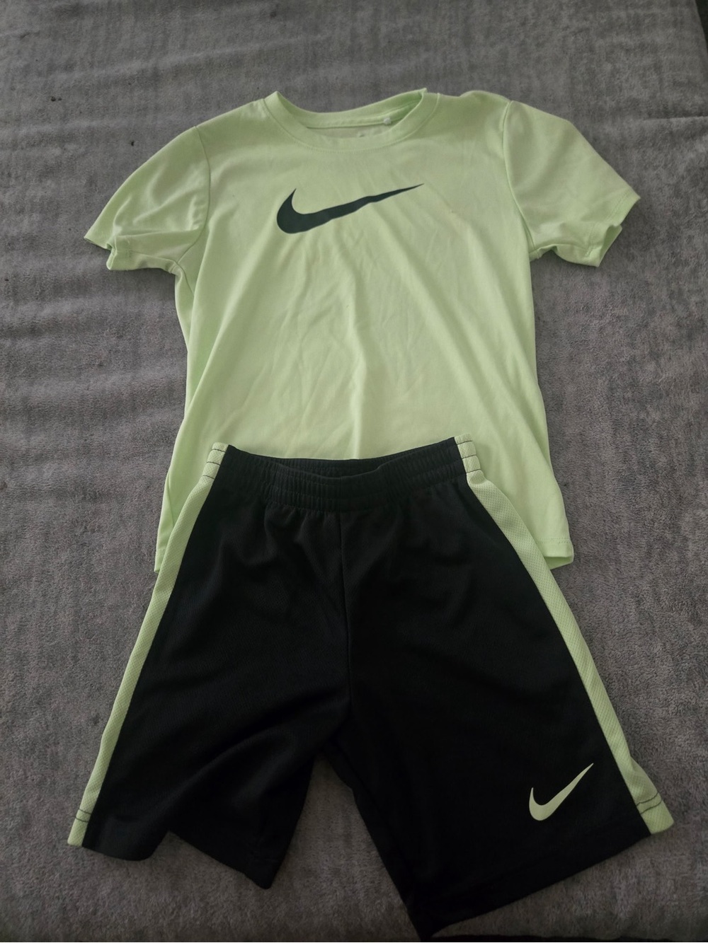 Nike Neon Green & Black Kids' Short Sleeve Shirt and Shorts Set
